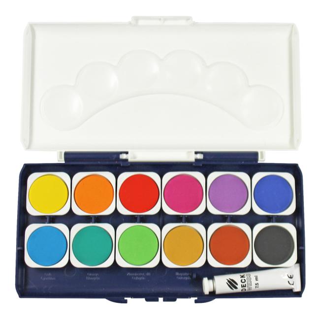 DONAU Aquarellfarben, 12 Farben + Weiß