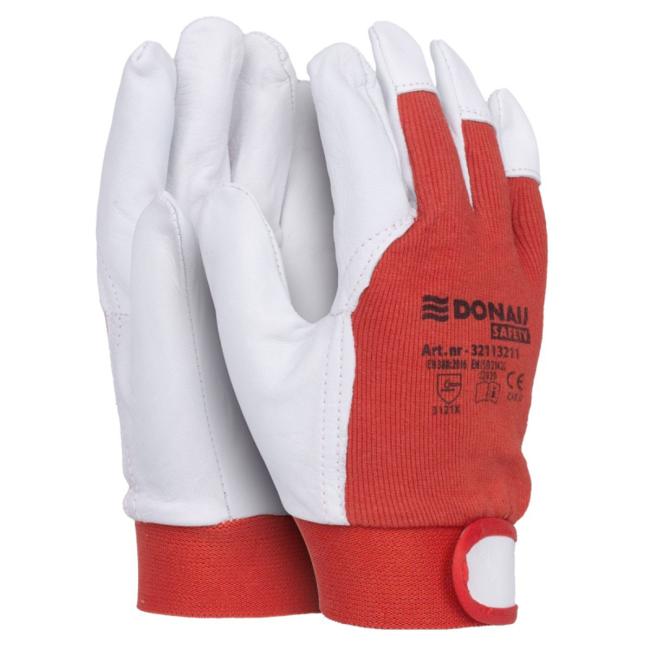 [DO321110] Kombinierte Arbeitshandschuhe DONAU SAFETY weiß-rot Größe 10/XL