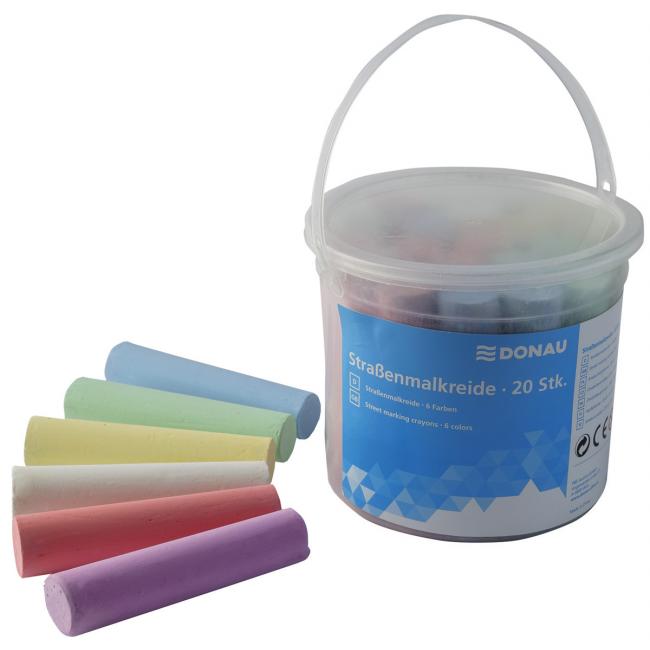 [DO330166] DONAU Straßenmalkreide, 6 Farben, 20 Stück