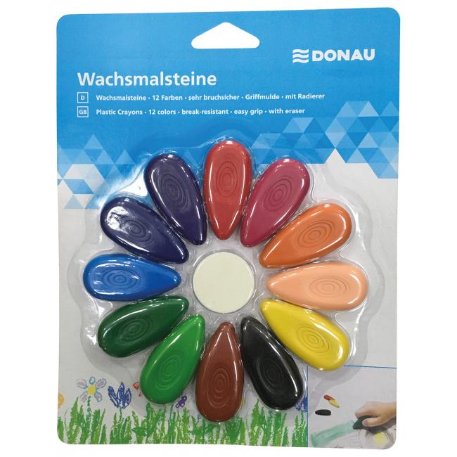 DONAU Kunststoff-Wachsstäbchen, 12 Stück in einer Blisterverpackung