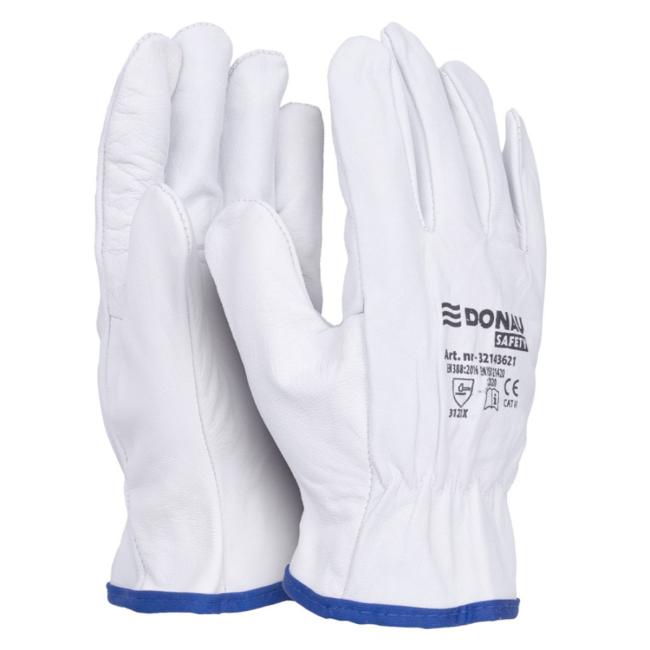 [DO362109] DONAU SAFETY Arbeitshandschuhe aus Vollleder, weiß, Größe 9/L
