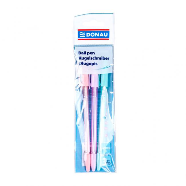 [DO389903] DONAU Kugelschreiber blau, 3 Stück.