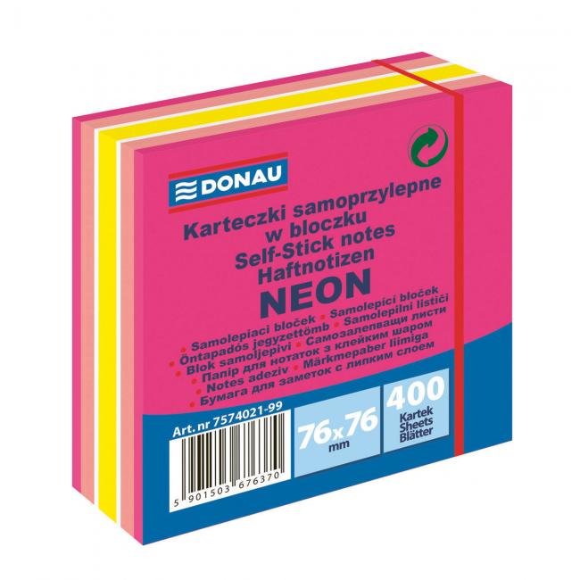 Notizbuch DONAU 76 x 76 mm, neonpink, 400 Blatt