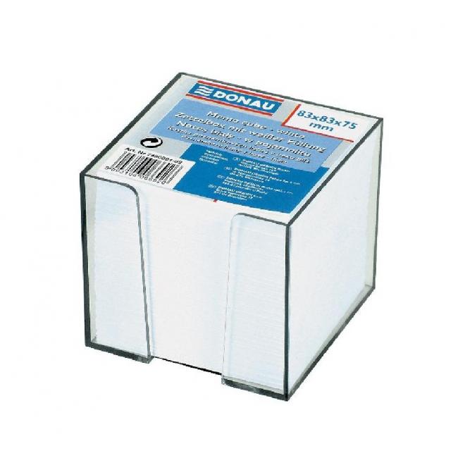 [DO490001] Notizblockwürfel, ungeklebt, 83 x 83 x 75 mm, weiß, in einer durchsichtigen Schachtel