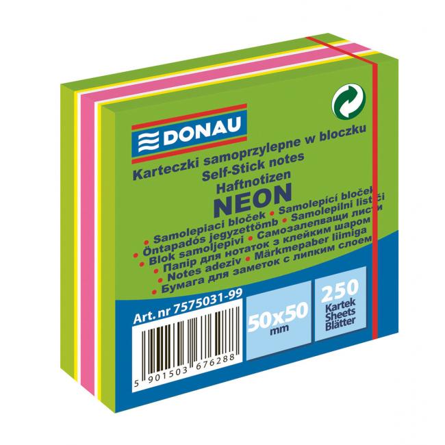 Donau Neon-Notizblock, 50 x 50 mm, grün, 250 Blatt