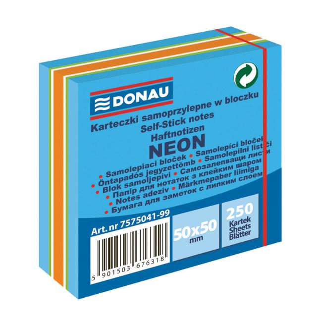 Donau Neon-Notizblock, 50 x 50 mm, blau, 250 Blatt