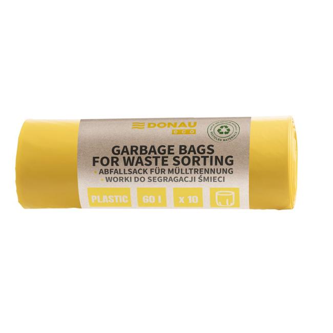 DONAU ECO Trennbeutel aus Kunststoff, 60 l, 28 µm, 10 Stück, gelb