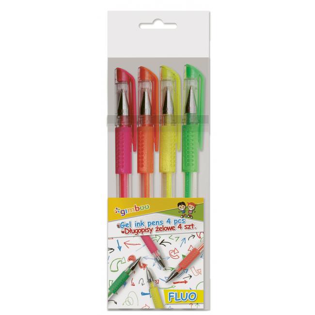 Gimboo Gelstifte 0,5 mm, fluoreszierende Farben, 4 Stück