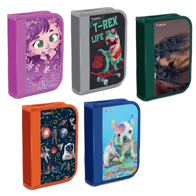 Federmäppchen DONAU 1 mit Reißverschluss und einer Klappe, verschiedene Motive, 10 Stück