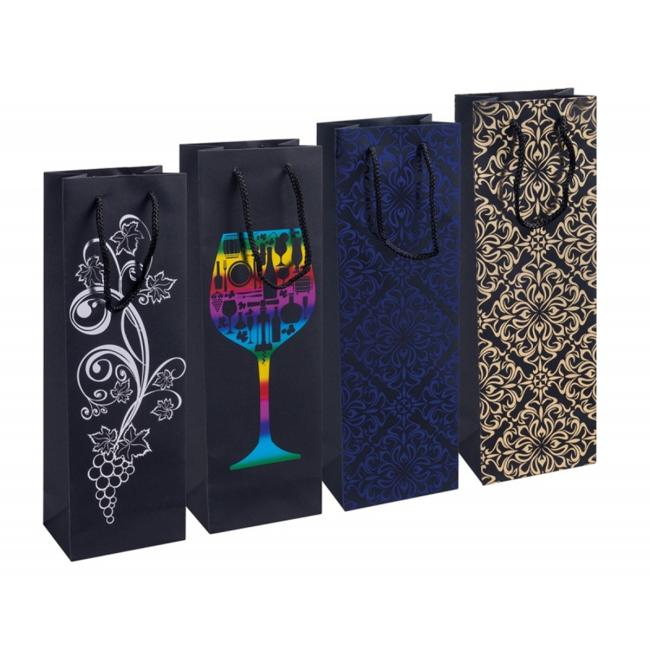 [DO726199] DONAU HOME Geschenktüte für Flaschen, laminiert, 12 x 35,5 x 8 cm, ganzjährig verwendbar, mit Kordelzug, verschiedene Motive (Auswahl nicht möglich)