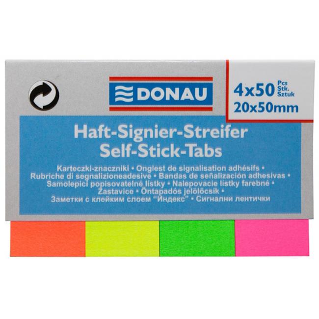 Selbstklebende Lesezeichen Donau 20x50mm Neon 4x50 Blatt