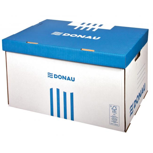 [DO766510] Archivbox mit Klappdeckel, DONAU blau, 560 × 370 × 315 mm
