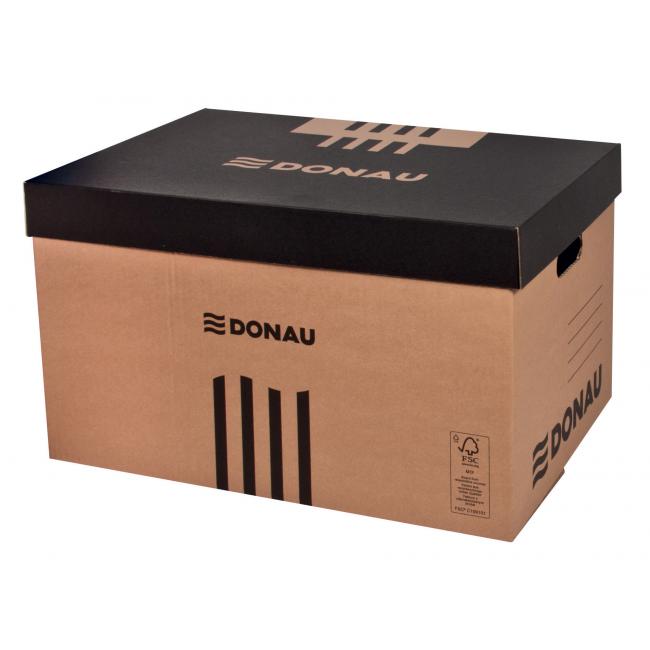 Archivbox mit abnehmbarem Deckel, DONAU braun, 545 × 363 × 317 mm