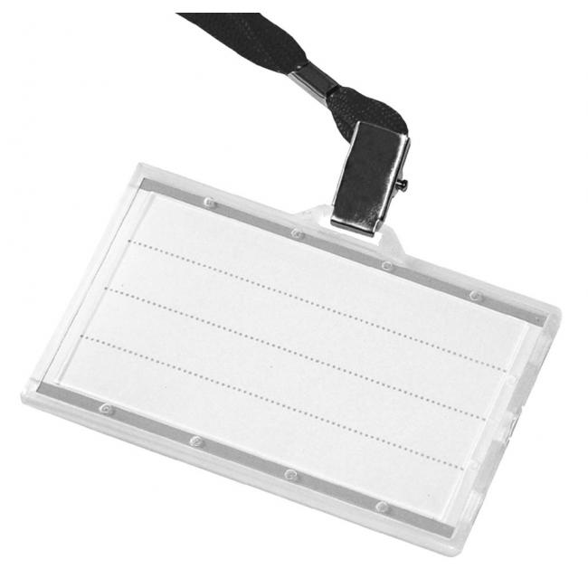 Plastikkartenanhänger mit schwarzem Band DONAU 85x50mm 50 Stück