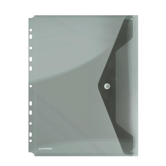 Kunststoffmappe A4 mit Druckknopf und Euro-Perforation DONAU Rauch