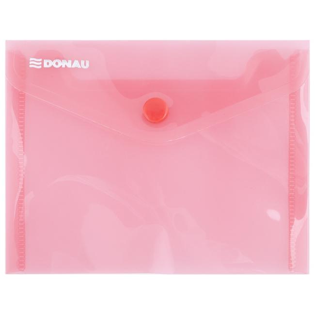 Kunststoffmappe A6 mit Druckknopf, DONAU rot