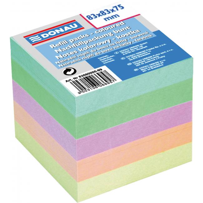 [DO900099] Würfelförmiger Notizblock, ungeklebt, 83 x 83 x 75 mm, Pastellfarben