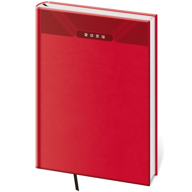 Kalenderdruck, klassisch, wöchentlich, A5 (14,3 x 20,5 cm), rot, 2026