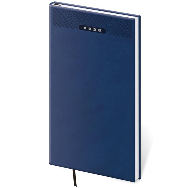Kalender-Print, klassisches Wochenheft, 8x15cm, blau, 2026