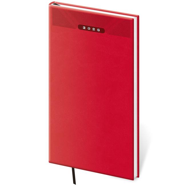 [DP426-3] Kalender-Print, klassisches Wochenheft, 8x15cm, rot, 2026