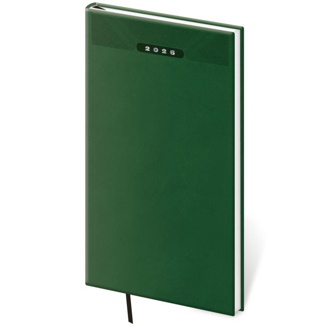Klassischer Wochenkalender im Taschenformat, 8x15cm, grün, zum Ausdrucken, 2026