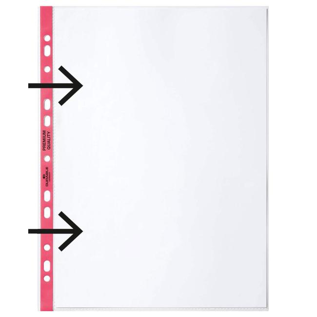 Euro-Hülle, strapazierfähig, offen, Rabatt, A4, 90 µm, mit rotem Rand, 100 Stück