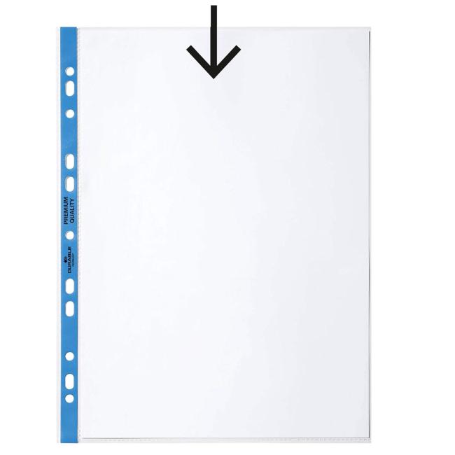 Euro-Hülle, strapazierfähig, A4, 90 µm, mit blauem Rand, 100 Stück