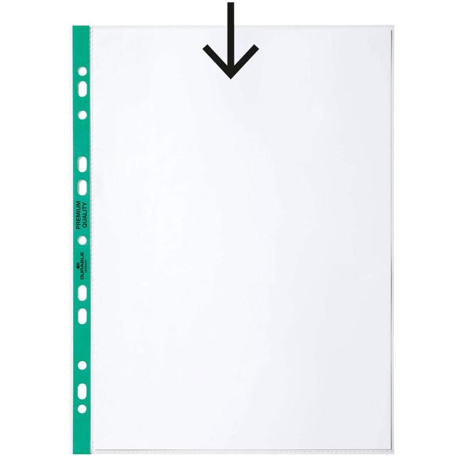 Euro-Schutzhülle, strapazierfähig, A4, 90 µm, mit grünem Rand, 100 Stück