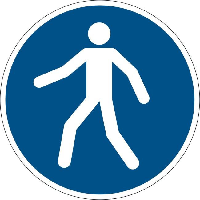 Bodenschild: Fußgängerweg benutzen
