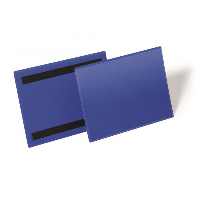 Magnetische Etikettentasche, 210 x 148 mm breit, 50 Stück, blau