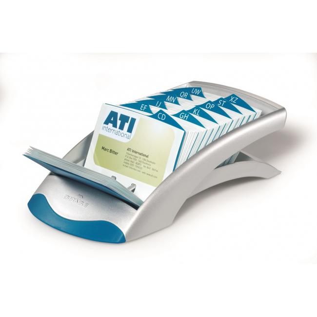 [DU241323] Visitenkartenetui für 200 Visitenkarten VISIFIX Desk VEGAS silber/blau