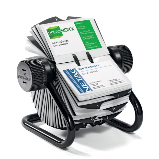Drehbarer Visitenkartenhalter für 400 Visitenkarten, VISIFIX ROTARY FILE, schwarz