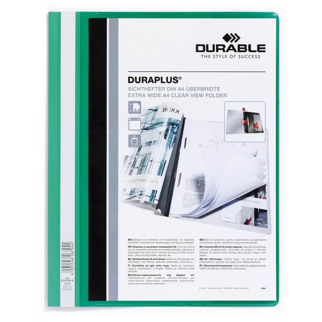 [DU257905] Strapazierfähiger Duraplus grüner Schnellbinder, transparenter Binder