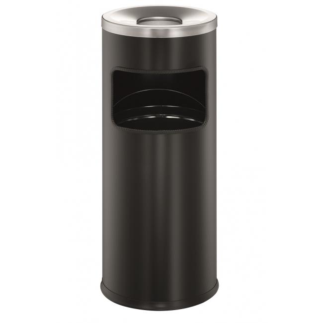 Mülleimer mit Aschenbecher, 17 l, schwarz