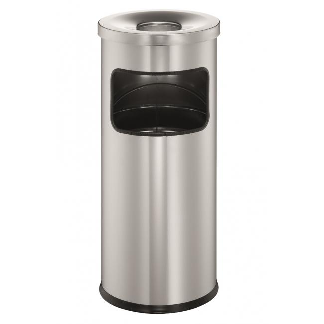 Abfalleimer mit Aschenbecher 17 l silber