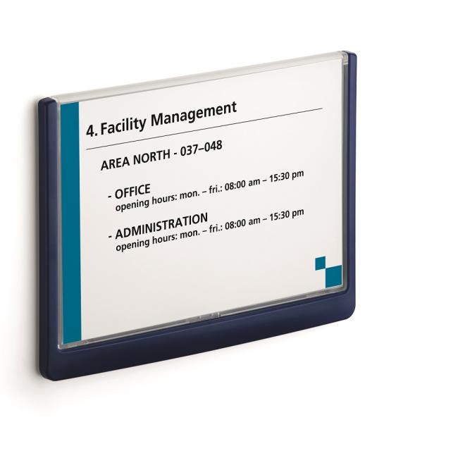 [DU486607] Informationstafel „Klicken Sie auf das Schild“ 210 x 148,5 mm blau