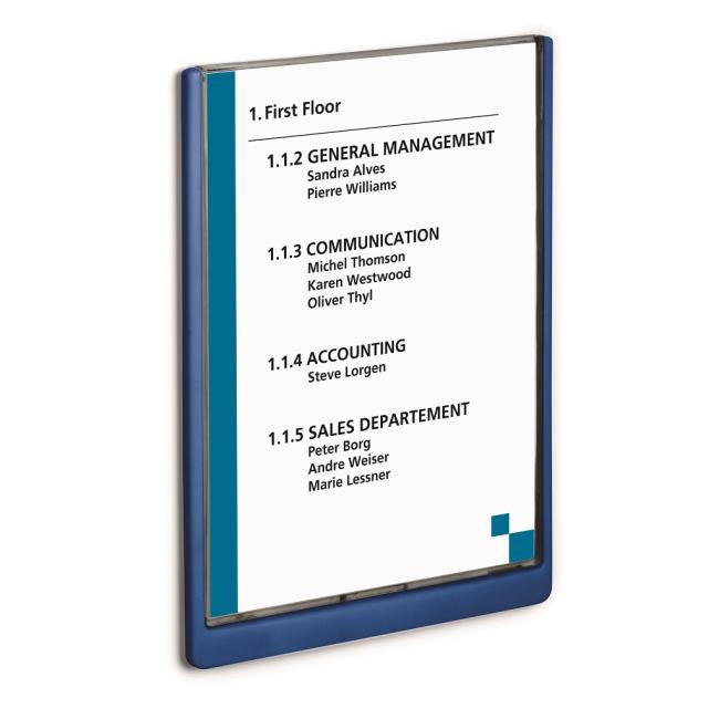 [DU486707] Informationstafel „Klicken Sie auf das Schild“ 210x297 blau