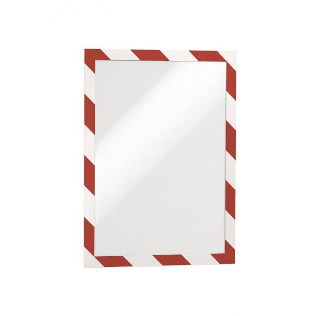 [DU494432] Selbstklebende Duraframe Security A4, rot-weiß, 2er-Packung.