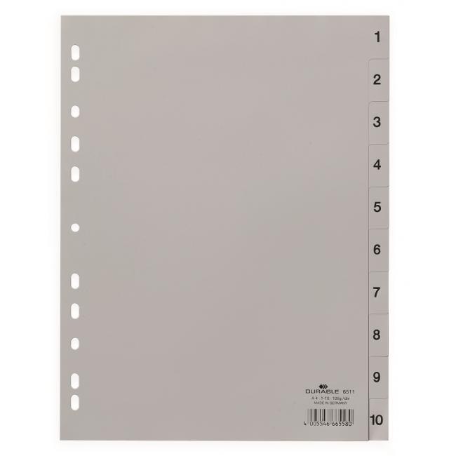 [DU651110] Kunststofftrennwand, langlebig, 1-10, grau