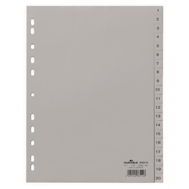 [DU652210] Kunststofftrennwand, langlebig, 1-20, grau