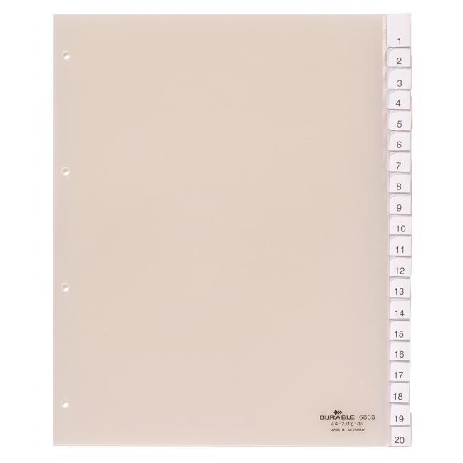 [DU683319] ROBUSTES Kunststoff-Trennbrett mit austauschbaren Registern, max. 20-teilig