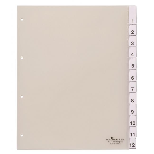 [DU683519] ROBUSTES Kunststoffteilerbrett mit austauschbaren Indizes 1-12 maxi
