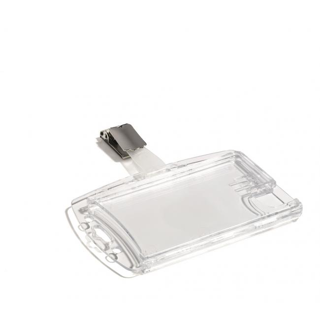 Anhänger für 2 Plastikkarten mit Clip, strapazierfähig, 85 x 54 mm, 25 Stück