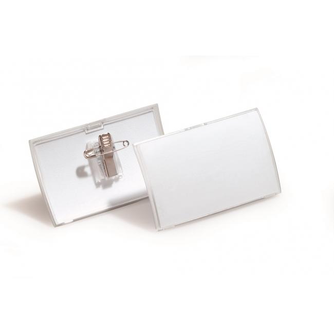 Runde Etiketten aus PP mit Clip und Nadel, robust, Klickverschluss, 90 x 54 mm, 25 Stück