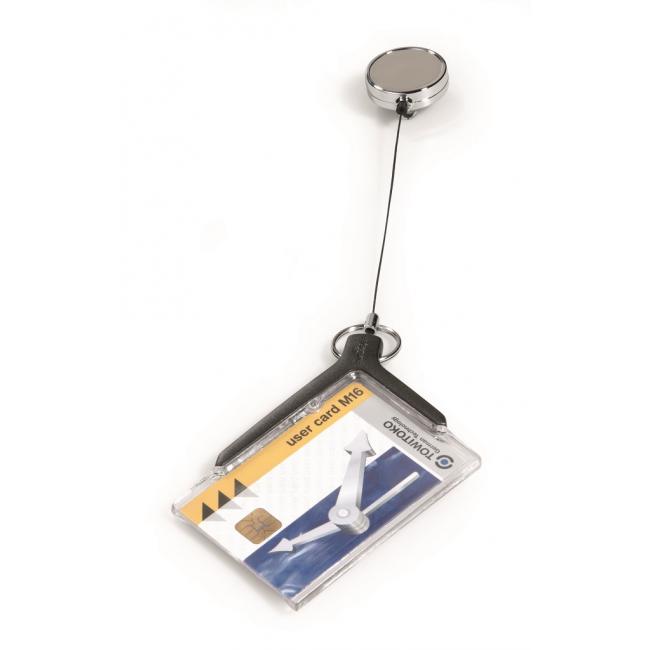 Plastikkartenanhänger mit Rolle, DURABLE CARD HOLDER DE LUXE PRO 85x54mm, 10 Stück