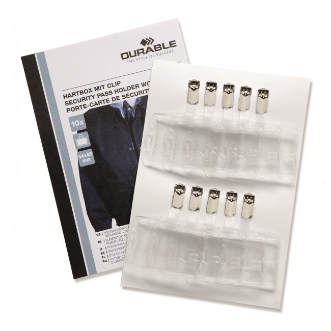 Kunststoff-Etiketten mit Clip, strapazierfähig, 85 x 54 mm, 10 Stück