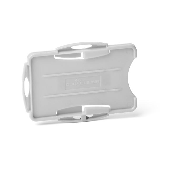 Anhänger für 2 Plastikkarten, offen, strapazierfähig, umweltfreundlich, grau, 87 x 54 mm, 10 Stück