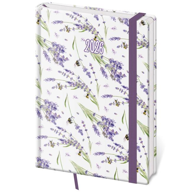 [DV422-12] Tageskalender Vario A5 14,3 x 20,5 cm mit Gummiband, Lavendel, 2026