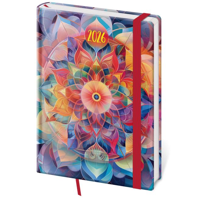 Vario Tageskalender A5 14,3 x 20,5 cm mit Gummiband Kaleidoscope 2026