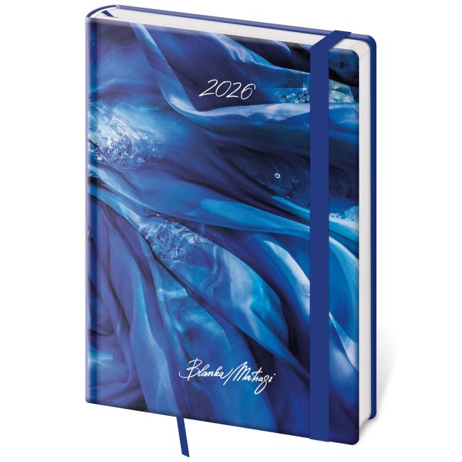 Vario Tageskalender A5 14,3 x 20,5 cm mit Gummiband Matragi Blau 2026